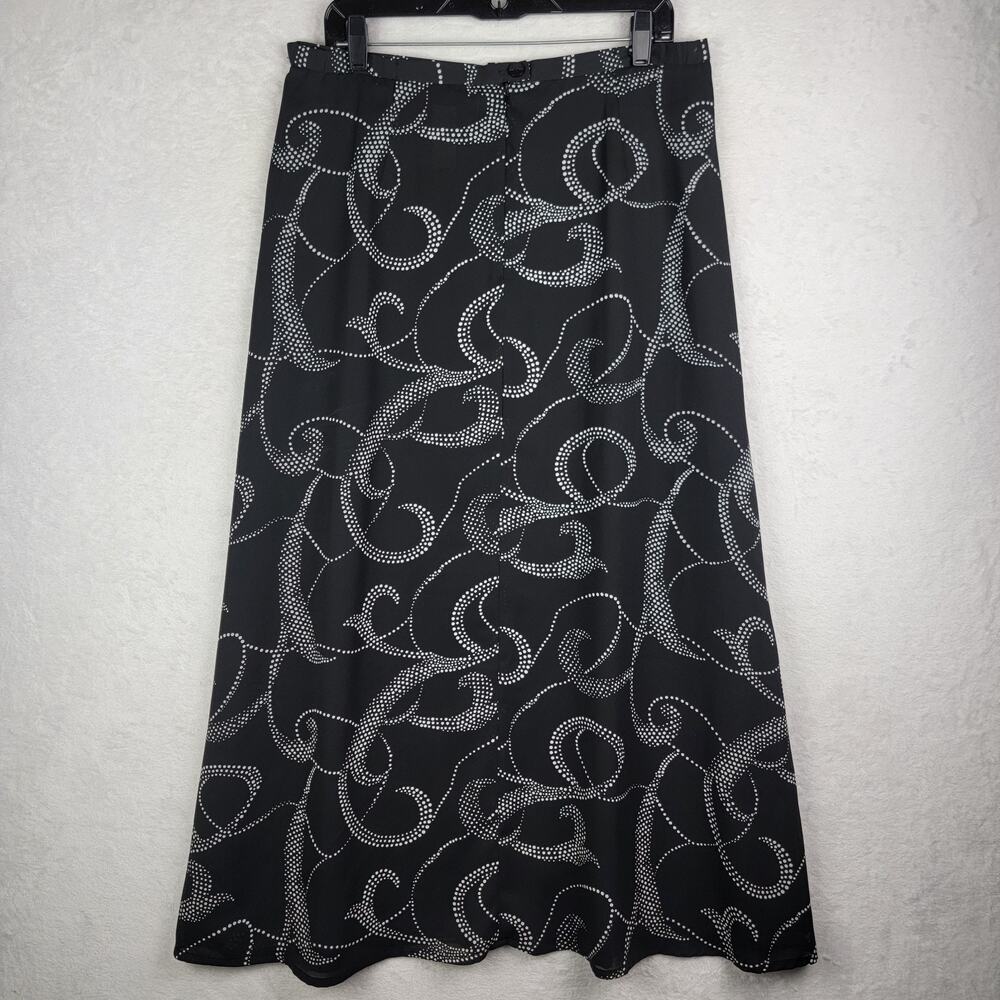 Bohemian 14 Maxi Career Skirt Black White Geo Print Lined Elastic Waist Office